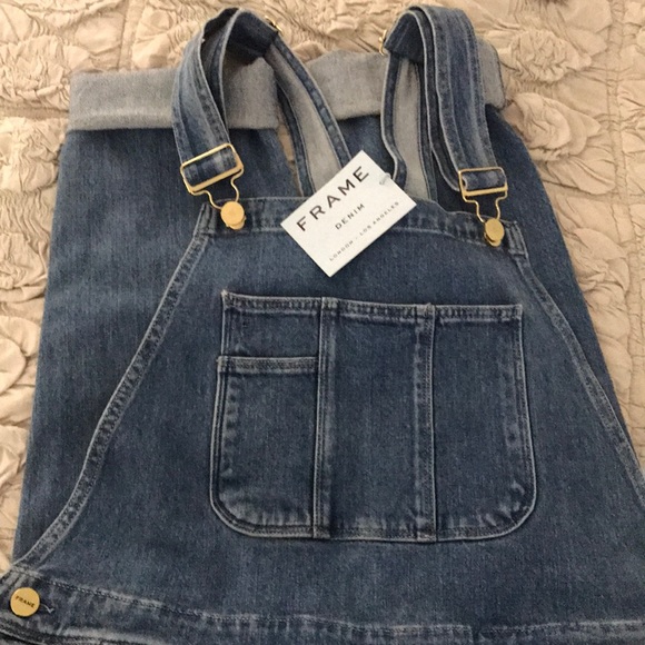 *Sold* Frame Le Garcon Boyfriend style Cropped Denim Overalls New With Tag - Picture 6 of 11